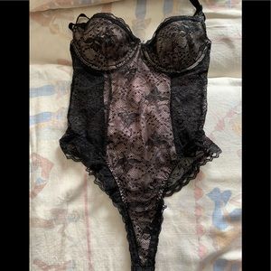 Dream girl black / Pink teddy one piece lingerie S